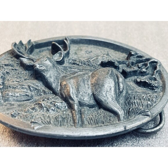 Vintage 1984 Bergamot Brass Works Buck Deer 3D Belt Buckle USA Made - Picture 2 of 6